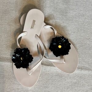 Melissa Harmonic Beige/Black Flower Thong Sandal
